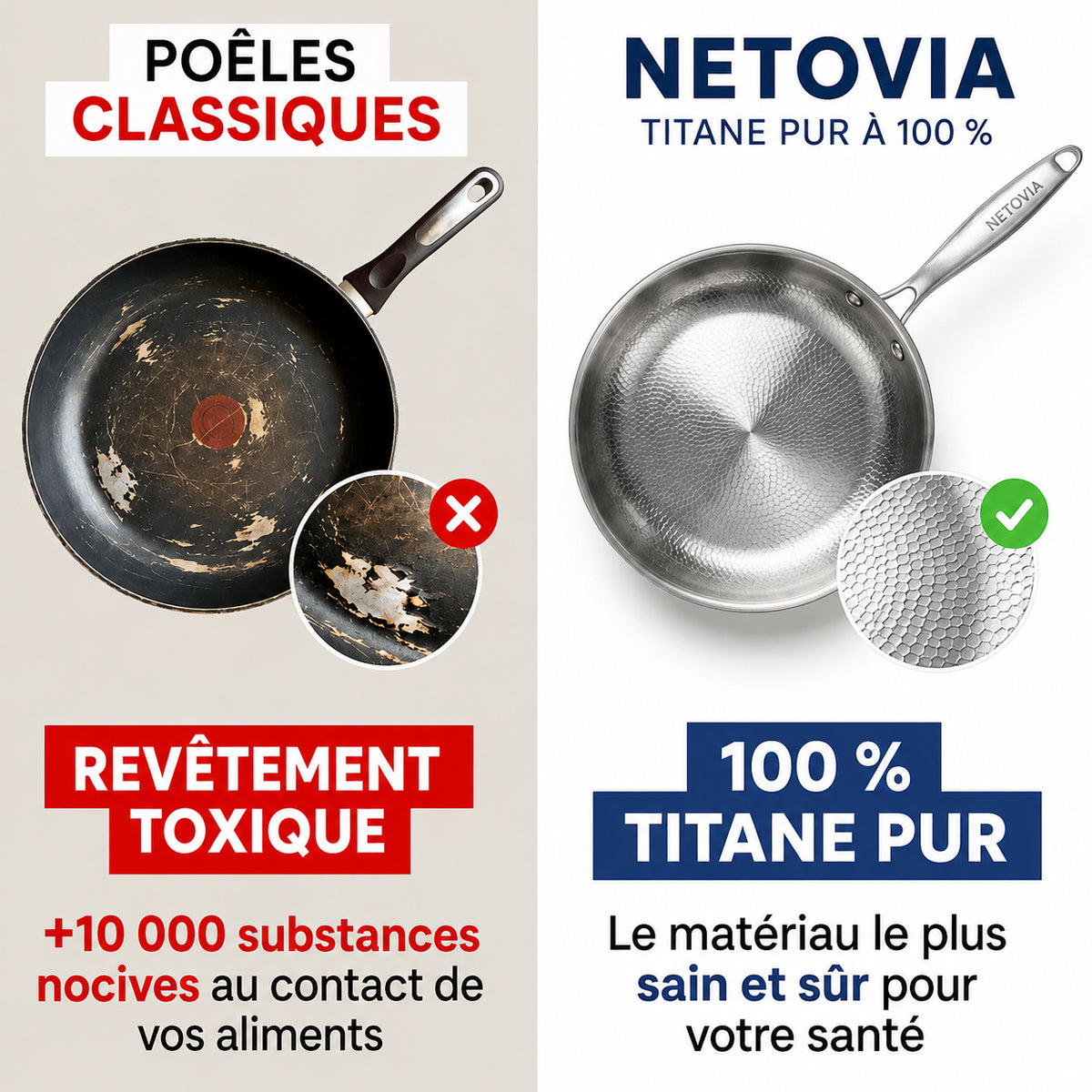 Poêle 100% Titane Pur — Pour Une Cuisine Sans Toxines