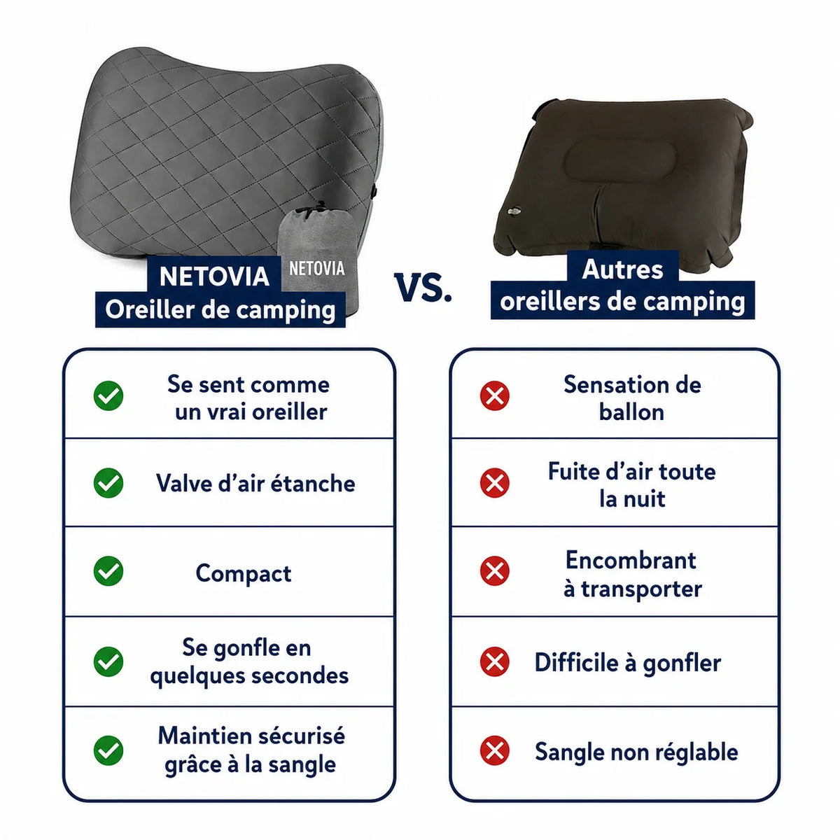 Oreiller de camping ultraléger