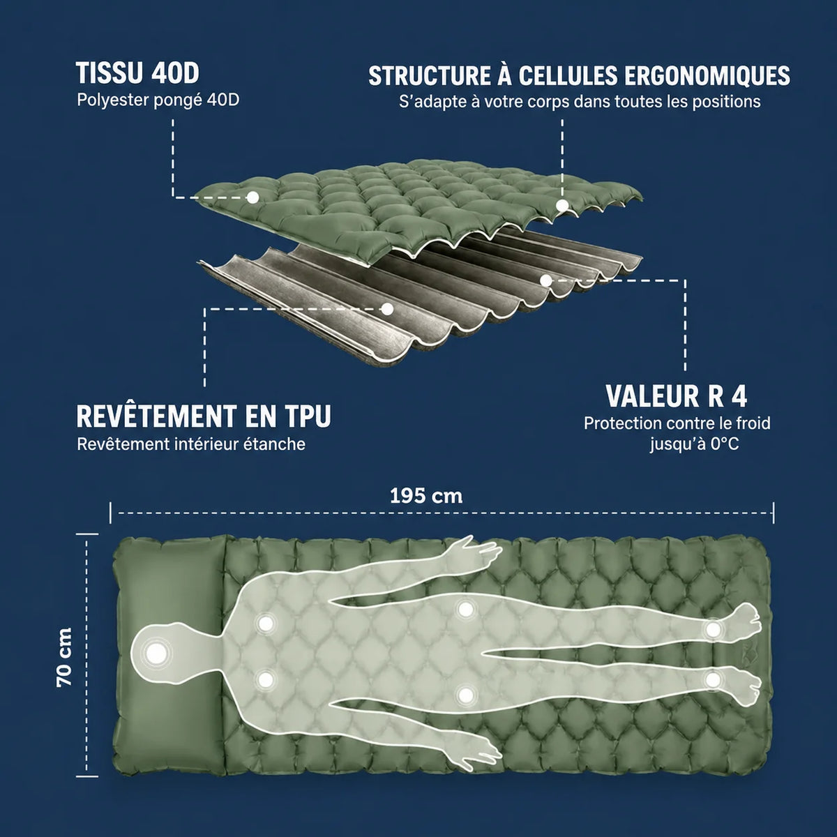 Netovia — Matelas gonflable ultraléger et compact PRO