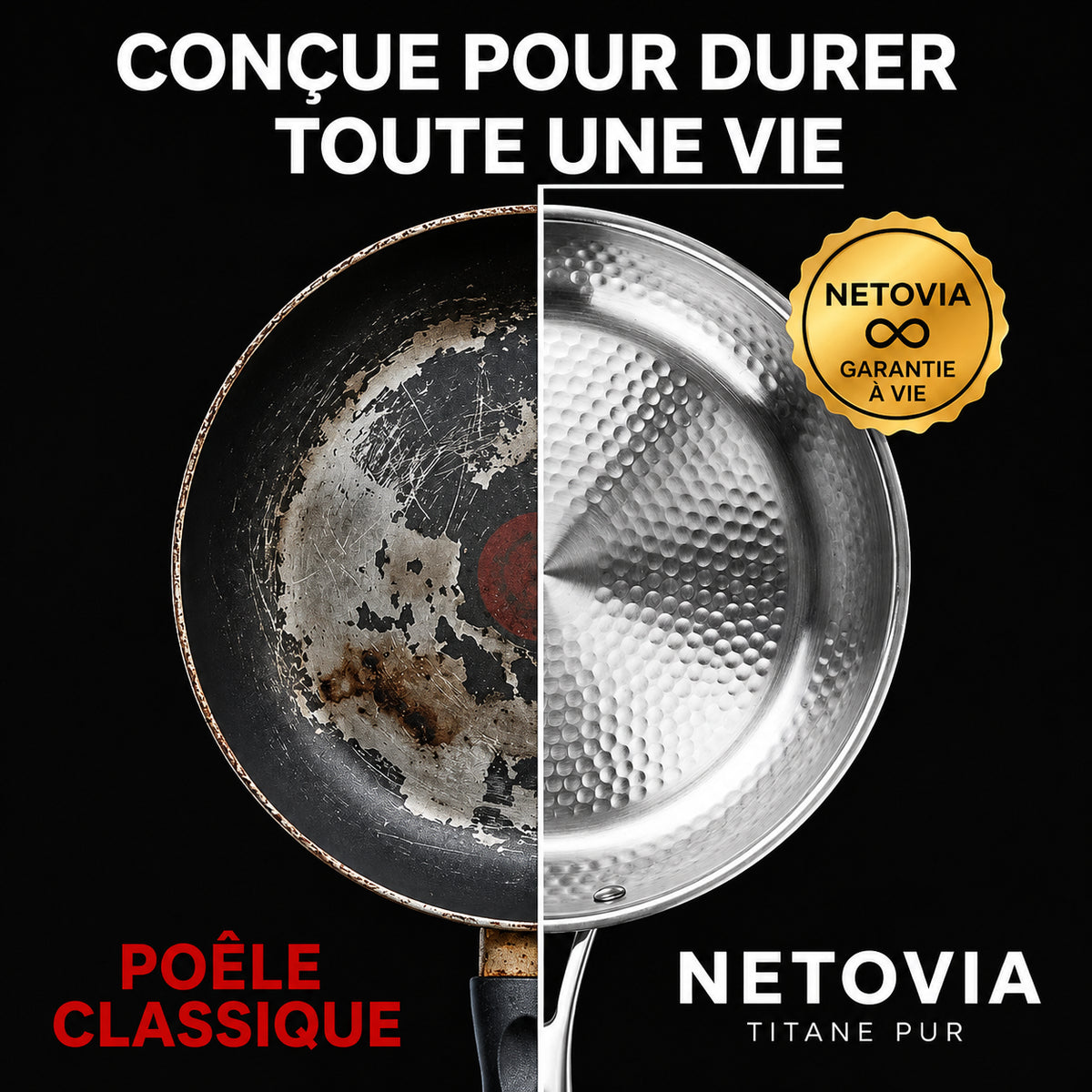 Poêle 100% Titane Pur — Pour Une Cuisine Sans Toxines